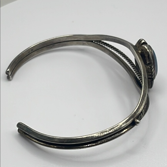 VINTAGE Leonard & Marian Nez Navajo Sterling Lapis Lazuli Cuff Bracelet - Picture 9 of 11